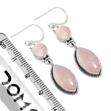 Load image into Gallery viewer, Rose Quartz Gemstone Drop Dangle Silver Earrings
