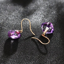 Load image into Gallery viewer, Natural amethyst/Citrine 18K Pure Gold Earrings
