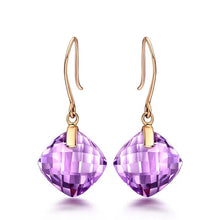 Load image into Gallery viewer, Natural amethyst/Citrine 18K Pure Gold Earrings
