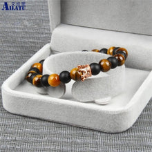 Load image into Gallery viewer, Matte Onyx &amp; Tiger Eye Stone Bracelet
