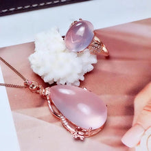 Load image into Gallery viewer, Water Drop Rose Quartz Jewelry set
