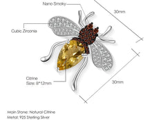 Load image into Gallery viewer, Natural Citrine Gemstone Bee Brooches
