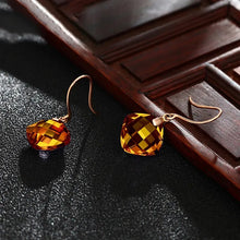 Load image into Gallery viewer, Natural amethyst/Citrine 18K Pure Gold Earrings
