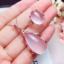 Load image into Gallery viewer, Water Drop Rose Quartz Jewelry set
