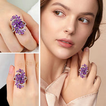 Load image into Gallery viewer, Amethyst Flower Shape Ring
