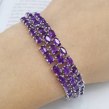 Load image into Gallery viewer, Three Row Natural Amethyst Bracelet
