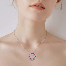 Load image into Gallery viewer, Cubic zirconia Circle of Eternity Ruby Necklace
