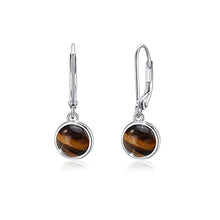 Load image into Gallery viewer, Tiger Eye Leverback Drop Earrings
