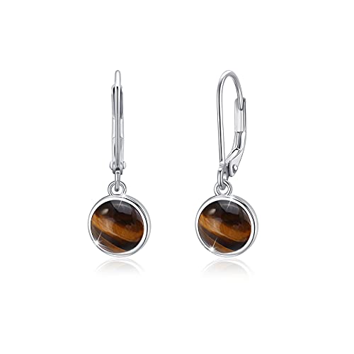 Tiger Eye Leverback Drop Earrings