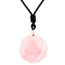 Load image into Gallery viewer, Rose Quartz Rose Flower Crystal Stone Necklace
