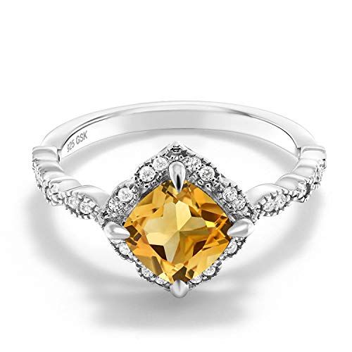 Citrine and Moissanite Solitaire Ring For Women