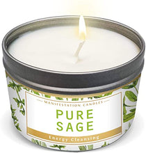 Load image into Gallery viewer, Magnificent 101 Long Lasting Pure Sage Candle for Manifestation &amp; House Energy Cleansing | 6 Oz - 35 Hour Burn | Organic &amp; All Natural Soy Wax Candle with Pure Sage Leaves | an Ideal Spiritual Gift
