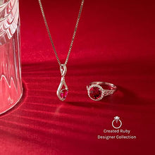 Load image into Gallery viewer, Elegant teardrop ruby necklace in 14k white gold with genuine diamond
