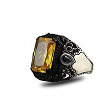 Load image into Gallery viewer, Citrine Stone Silver Ring for Men
