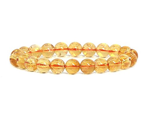 Yellow Citrine Gemstone Beaded Stretch Bracelet For Chakras Healing