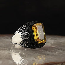 Load image into Gallery viewer, Citrine Stone Silver Ring for Men
