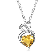 Load image into Gallery viewer, Genuine Citrine Heart Cubic Zircoina Necklace
