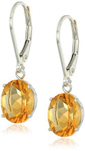 Load image into Gallery viewer, Amazon Collection 925 Sterling Silver 8 x 10mm Oval November Birthstone Citrine Dangle Earrings for Women with Leverbackss
