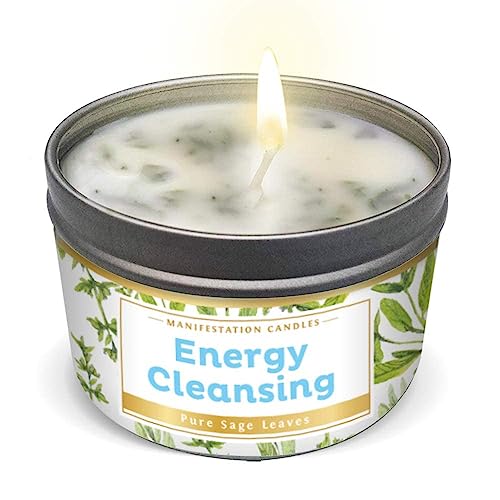 Long Lasting Pure Sage Candle for Manifestation & House Energy Cleansing