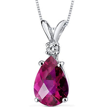 Load image into Gallery viewer, Elegant teardrop ruby necklace in 14k white gold with genuine diamond
