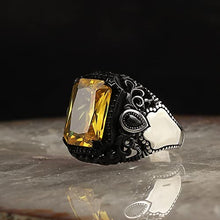 Load image into Gallery viewer, Citrine Stone Silver Ring for Men
