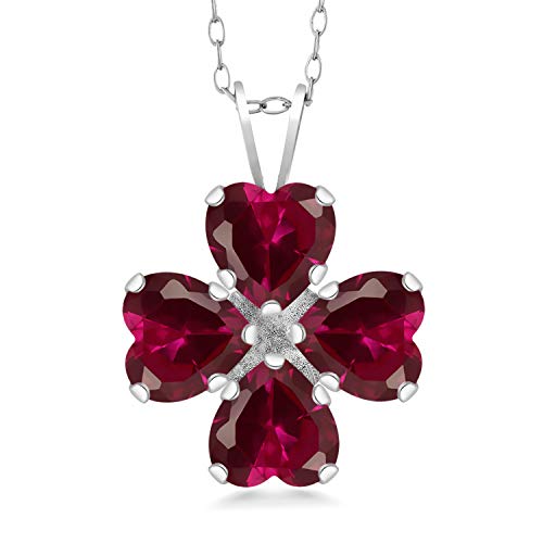 Heart shape Created Ruby Necklace