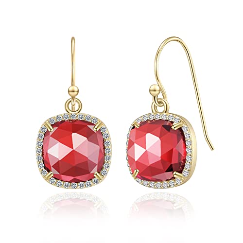 14k Gold Plated Ruby Gemstone Earrings