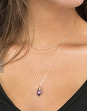 Load image into Gallery viewer, Citrine &amp; Amethyst Crystal Dainty Drop Necklace
