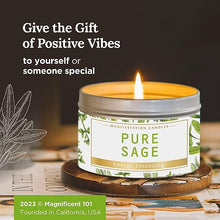 Load image into Gallery viewer, Magnificent 101 Long Lasting Pure Sage Candle for Manifestation &amp; House Energy Cleansing | 6 Oz - 35 Hour Burn | Organic &amp; All Natural Soy Wax Candle with Pure Sage Leaves | an Ideal Spiritual Gift
