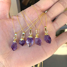 Load image into Gallery viewer, Citrine &amp; Amethyst Crystal Dainty Drop Necklace
