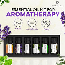 Load image into Gallery viewer, 100% Pure Essential Oils kit- Top 6 Aromatherapy Oils Set-6 Pack, 10ML(Eucalyptus, Lavender, Lemon Grass, Orange, Peppermint, Tea Tree)
