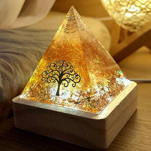 Load image into Gallery viewer, Citrine Meditation Pyramid with Light Base for Abundance, Good Luck, Wealth&amp; Success
