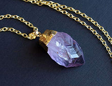 Load image into Gallery viewer, Citrine &amp; Amethyst Crystal Dainty Drop Necklace
