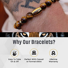 Load image into Gallery viewer, The Hustle Prevails Tiger Eye Gemstone Bracelet – XS Regular and XL Motivational Bracelet – Made of Elegant and Hand Selected AAA+ Grade Tiger Eye Crystals – Ideal for Both Men and Women
