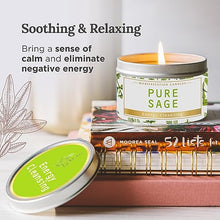 Load image into Gallery viewer, Magnificent 101 Long Lasting Pure Sage Candle for Manifestation &amp; House Energy Cleansing | 6 Oz - 35 Hour Burn | Organic &amp; All Natural Soy Wax Candle with Pure Sage Leaves | an Ideal Spiritual Gift
