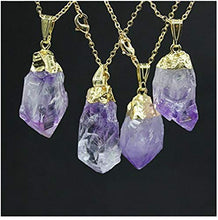 Load image into Gallery viewer, Citrine &amp; Amethyst Crystal Dainty Drop Necklace
