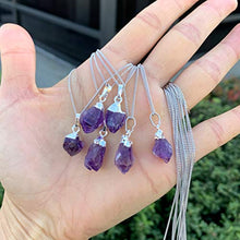 Load image into Gallery viewer, Citrine &amp; Amethyst Crystal Dainty Drop Necklace
