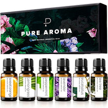 Load image into Gallery viewer, 100% Pure Essential Oils kit- Top 6 Aromatherapy Oils Set-6 Pack, 10ML(Eucalyptus, Lavender, Lemon Grass, Orange, Peppermint, Tea Tree)
