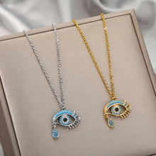 Load image into Gallery viewer, Evil Eye Gold chain Necklace
