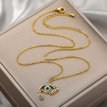 Load image into Gallery viewer, Evil Eye Gold chain Necklace
