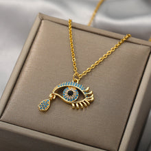 Load image into Gallery viewer, Evil Eye Gold chain Necklace
